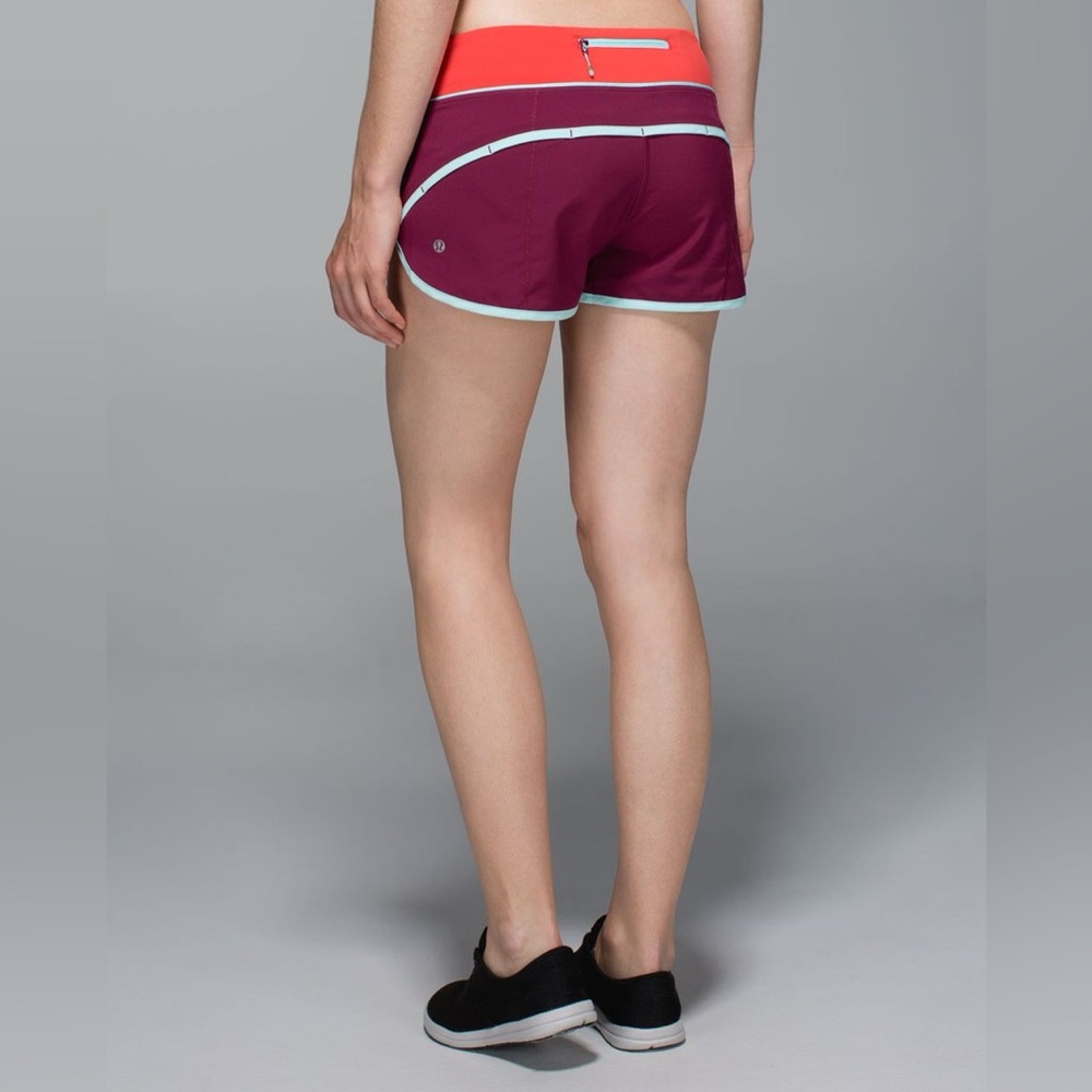 Lululemon Run Speed Short 4way Stretch Dashing Purple/Alarming/Tranquil Blue sz4